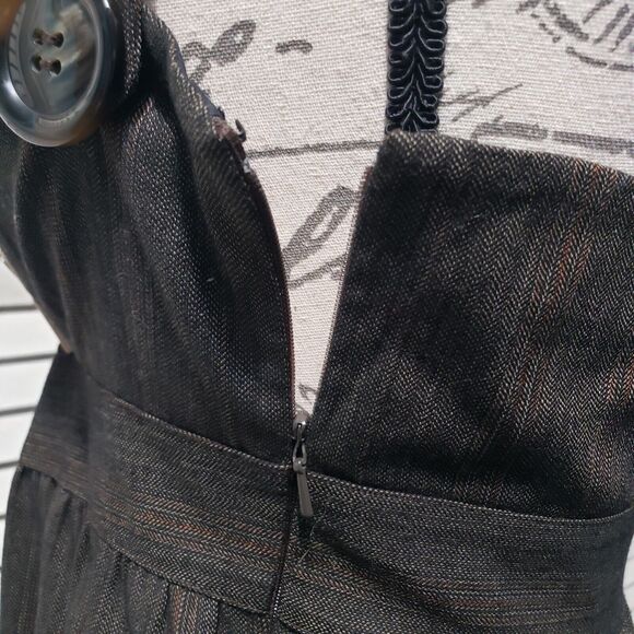 Laila Azhar Pinafore Jumper Dress Womens Size 6 Brown Wool Blend Sleeveless Mini - Picture 7 of 13